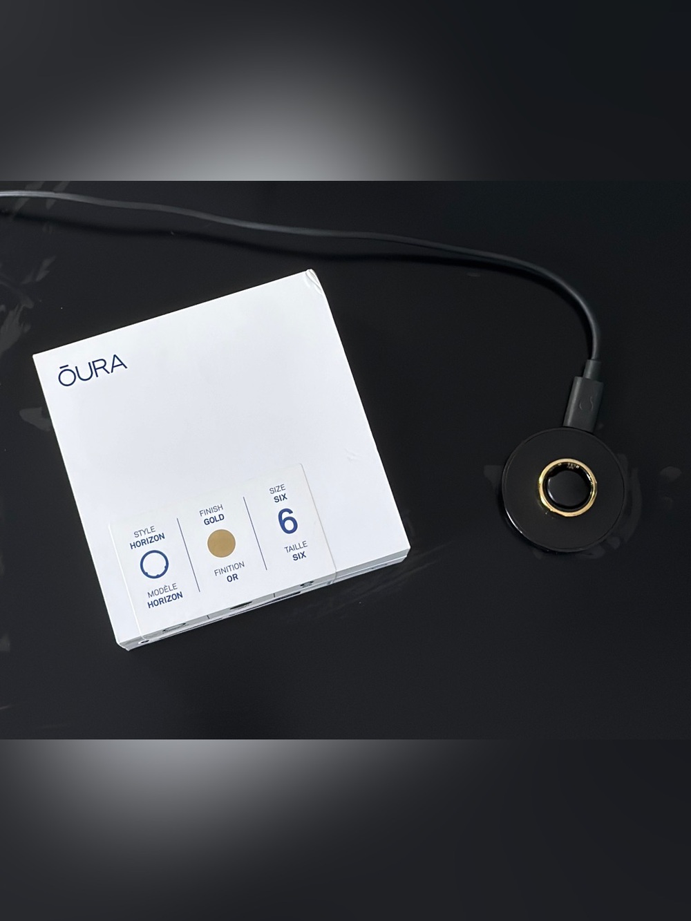 Size 6 Horizon Oura Ring Gen 3 - Gold with Original Box & Black Charging Unit